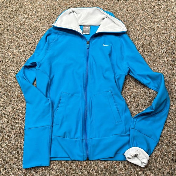 Vintage blue Nike zip up with white collar and cuffs - Picture 2 of 4